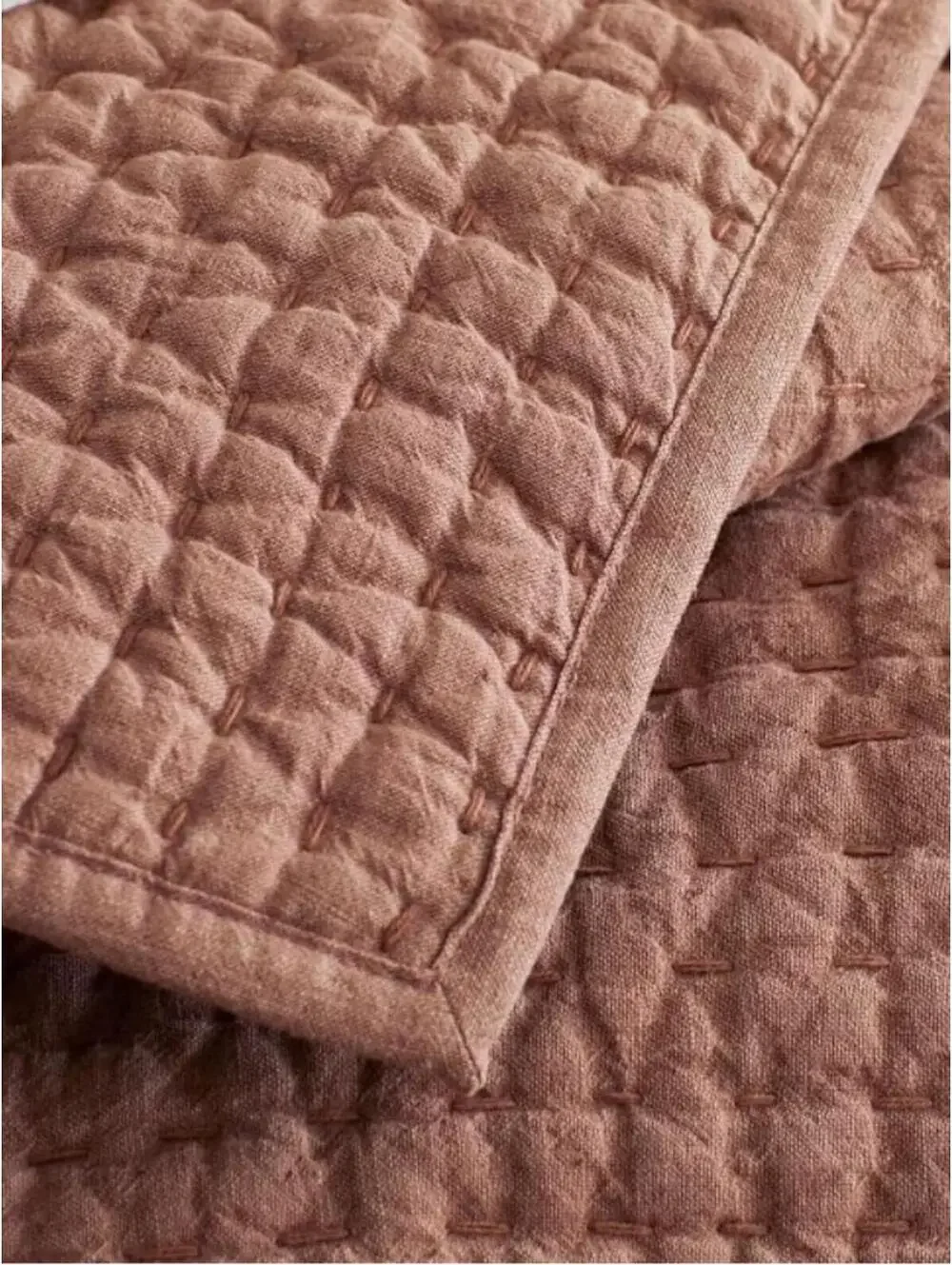 Pottery Barn Pickstitch King Pillow Sham Cotton Linen BRICK GREAT Condition